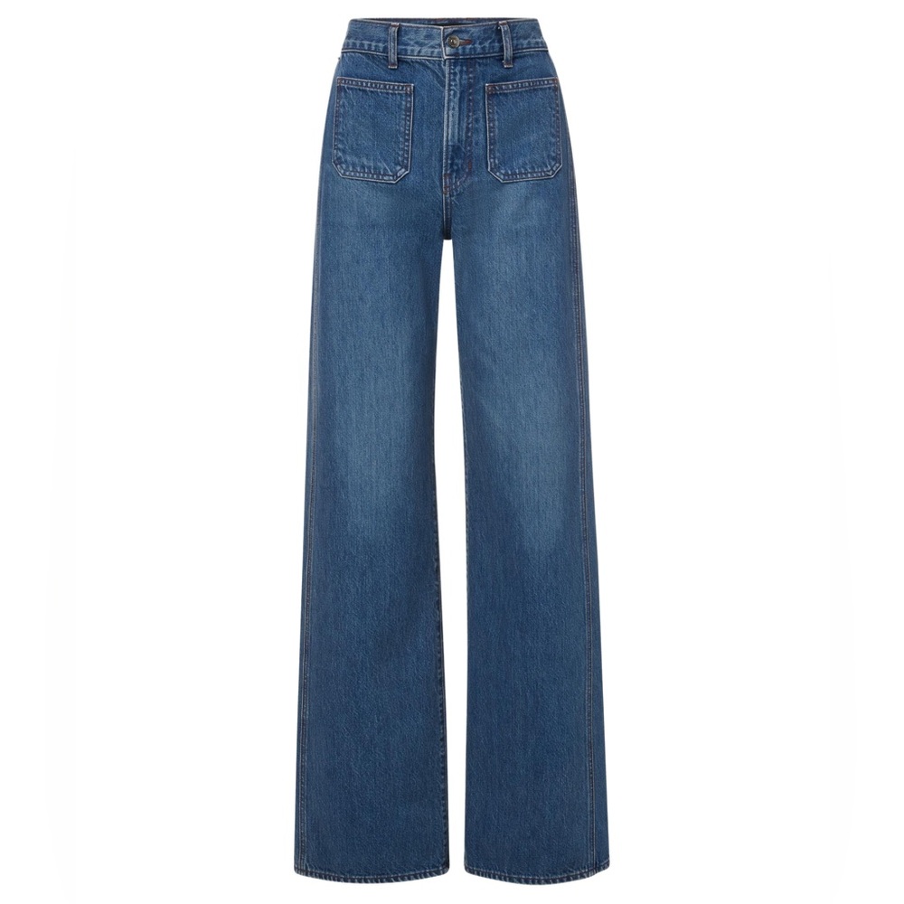 Veronica Beard Relaxed Taylor Wide Leg High Rise Denim Jeans Size 28